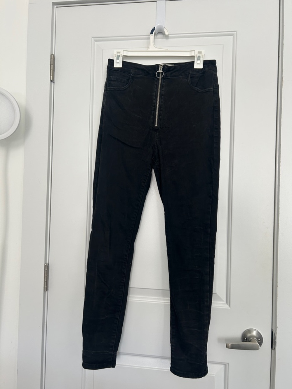 Garage Black High-Rise Skinny Jeans with Front Ring Zip